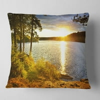 Dizajn prekrasan pogled na zalazak sunca nad jezerom - pejzažni tiskani jastuk za bacanje - 16x16