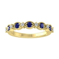 10-karatni dijamantni dijamantni plavi safirni prsten veličine 6