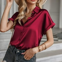 Ženske majice kratkih rukava s kratkim rukavima, modni široki preveliki vrhovi s izrezom u obliku slova a, obične Ležerne bluze