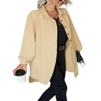 Ženski kardigan srednje duljine, Ženski vrećasti kaputi s neravnim rubom, jednobojne široke jakne u boji marelice