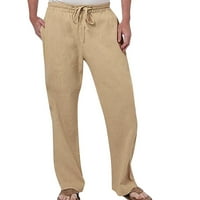 Muške hlače Ležerne jednobojne hlače s prozračnim džepovima i elastičnim elastičnim strukom, prevelike hlače za muškarce