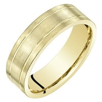 Muški četkani mat ručni prsten za vjenčane bendo u 14k žutom zlatu