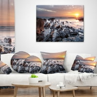 DesignArt Sunset u zaljevu Woolacombe Devon UK - Jastuk za bacanje morske obale - 18x18