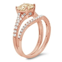 3. Dijamantna princeza rezana prirodni morganit od ružičastog zlata 18k $ s naglascima vjenčani set od 4,75