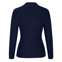 Puloveri za žene na rasprodaji Plus size ženski jednobojni gornji dio dugih rukava tanki džemper s visokim vratom svijetle boje plave