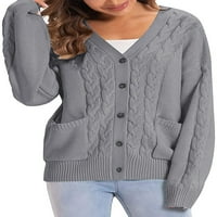 jesenski novi ženski rebrasti pleteni džemper jednobojni vuneni kardigan kaput od tkanine od tkanine