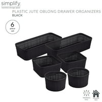 Plastični set za pohranu pojednostavljene košarice organizatora u više veličina u crnoj boji