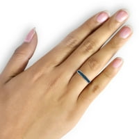 1. Prsten od srebrnog srebra s plavim dijamantom izrezanim baguetteom u karatima