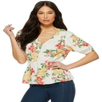 Sofia Jeans by Sofia Vergara Women’s Puff Sleeve Button Front Top