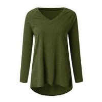 Ženska jesenska odjeća za žene s dugim rukavima osnovna ležerna majica s izrezom u obliku slova a, široki krojevi, jednobojni pulover,