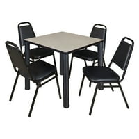 Kvadratni stol za odmor od 48 - javorov krom i stolice za restoran - Crna