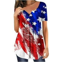 Ženska majica američke zastave 4. srpnja domoljubne košulje Dan neovisnosti majice kratkih rukava Top
