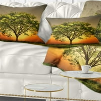 Jedinstveno zeleno stablo protiv zalaska sunca - Drveće baca jastuk - 12x20