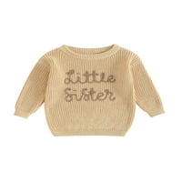 Božićni džemperi za djevojčice, Odjeća za novorođenčad, Slatki pleteni pulover s dugim rukavima s vezenim slovima, vrhovi za bebe