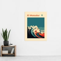 Obala poziva na plažu El Matador Kalifornija SAD moderna žena među valovima morska sirena Ocean ispis zidnog umjetničkog plakata