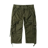 Muške Casual teretne kratke hlače s kratkim prozračnim džepovima, Radne hlače za plažu teretne hlače u vojno zelenoj boji;