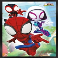 Marvel Spidi i njegovi nevjerojatni prijatelji - zidni plakat paukova mreža, uokviren 22.375 34