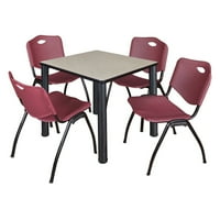 Kvadratni stol za odmor od 90 - Maple Chrome i sklopive stolice mumbo - plava