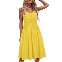 Haljine Za Žene Casual ljeto s naramenicama Bez rukava u žutoj boji;