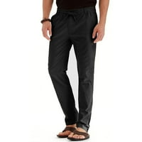 & Muške poslovne široke hlače prevelike veličine s elastičnim elastičnim strukom od pamuka, svestrane, jednobojne, crne 8