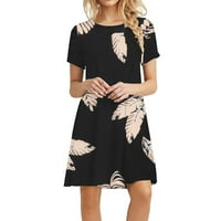 Rasprodaja ženske ljetne ženske Ležerne mini haljine Za plažu s okruglim vratom s kratkim rukavima s ljuljačkom s printom
