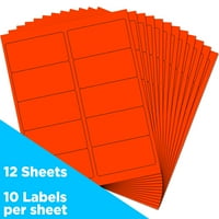 Oznake adrese za dostavu papira, 4, neonski fluorescentna crvena narančasta, 120 pakiranja
