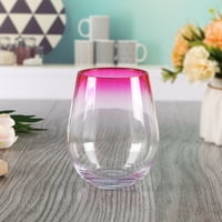 Vinska čaša bez stabljika s ružičastim akrilnim rubom od 19 unci