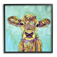 Moderna krava s farme portret životinja životinje i insekti slika u crnom okviru umjetnički tisak zidna umjetnost