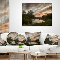 DesignArt Sunset nad Rydal vodama - pejzažni tiskani jastuk za bacanje - 16x16