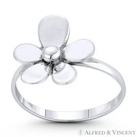 Privjesak s cvijetom tratinčice s 5 latica, boho prsten s desne strane u oksidiranom srebru. Sterling srebro