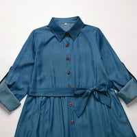 Rasprodaja ljetnih haljina za žene, jednobojna Maksi haljina A kroja s izrezom u obliku slova A, Mornarsko plava