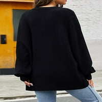Ženski Casual džemper, zimski džemper dugih rukava s okruglim vratom, jednobojni pleteni vrhovi širokog kroja