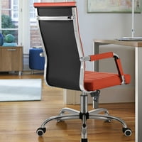 Uredska stolica od kože od srednjeg naslona, stolica za rukovoditelje i konferencije s naslonima za ruke, narančasta