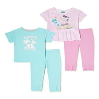 Djeca iz Ganimals Girls Grafičke majice, majice Peplum i gamaša za pramce, 4-komad odjeće, veličine 4-10