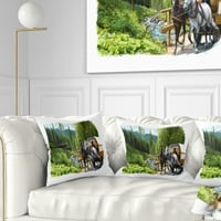 Dizajnerski zeleni krajolik s konjem-apstraktni jastuk za bacanje-16.16