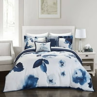 Chic Home Central Garden 9-komad cvjetnog kreveta u kompletu za kombinezon torbe, kraljica, plava