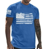 Muške Casual majice s okruglim vratom s kratkim rukavima s printom Dana neovisnosti u plavoj boji;