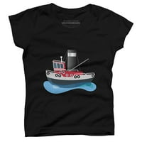 Slatka ribarska koćarica s ilustracijom crtića za djevojčice, Crna grafička majica - dizajn Iz e-maila