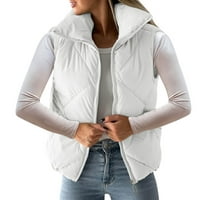 Ženski džepovi s patentnim zatvaračem, prošivena jakna s dugim rukavima, kratki prsluk s mjehurićima, Kaputi, parkovi u bijeloj boji,