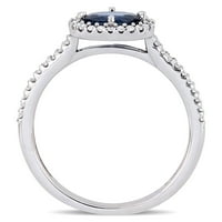 Miabella Ženska karat T.G.W. Ovalno izrezana Sapphire & Carat T.W. Dijamantni 14KT bijelo zlato ovalni halo prsten