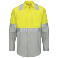 Muška radna košulja s dugim rukavima s prugama u boji visoke vidljivosti u boji-Tip razreda 2
