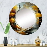 Umjetničko dizajnersko zidno ogledalo s printom crkva u šumi u jesen od 24 inča od 24 inča