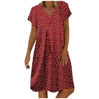 Plus-Size ljetne haljine za žene ležerna majica kratkih rukava u obliku točkica u obliku polka dot Mini haljina za plažu širokog