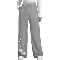 Rasprodaja Ženske duge hlače s ravnim nogavicama udobne Ležerne hlače s printom u obliku struka elastični pojas joga hlače s džepovima