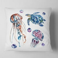 Dizajnirati šarene meduze i kornjače - jastuk za bacanje životinja - 18x18
