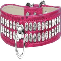 Stil dizajnerska ogrlica od krokodila s rhinestones za pse, veličina vruće ružičaste