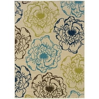 Istočni tkalci Amerike Lindeman cvjetni polipropilenski tepih za unutarnju i vanjsku upotrebu, bjelokost