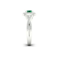 Imperijalni dragulj Sterling Silver okrugli rez stvorio je smaragd i stvorio bijeli safirski halo ženski zaručnički prsten