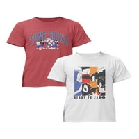 Space Jam Nova ostavština muških i velikih muških grafičkih majica, 2-pak, svemirske pekmeze muške majice