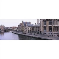 Zgrade uz rijeku lei, rijeku Graslei, Gent, Belgija, ot - 12 tiskanje plakata